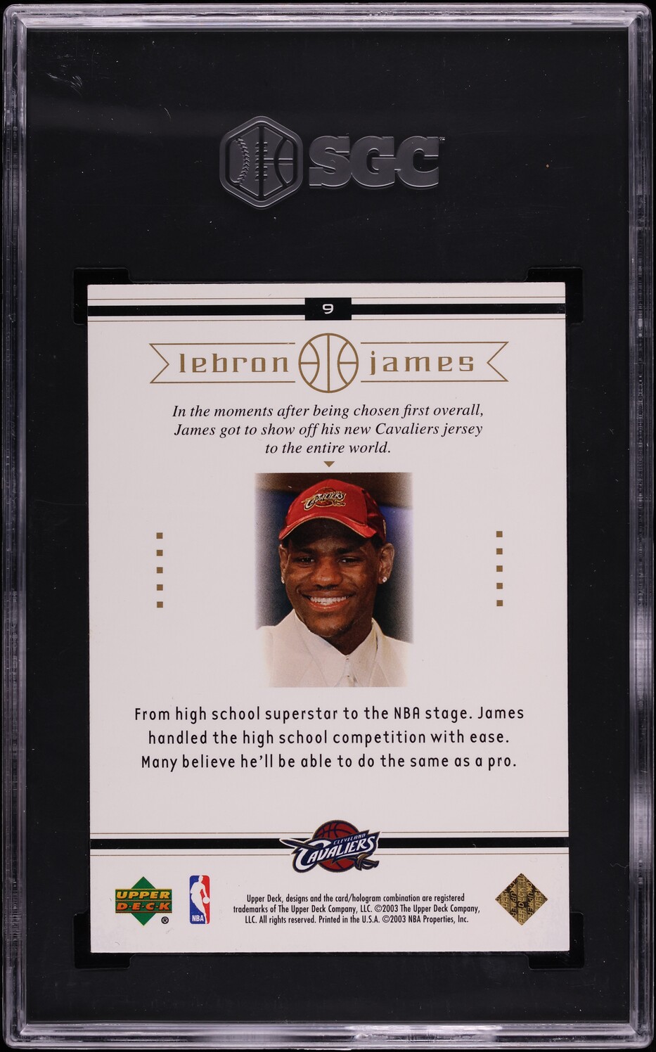 2003 Upper Deck Box Set LeBron James ROOKIE #9 SGC 9.5 MINT+