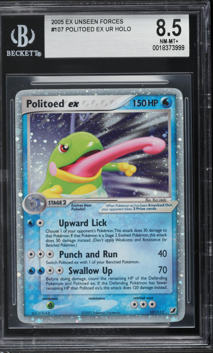2005 Pokemon EX Unseen Forces Holo Politoed ex #107 BGS 8.5 NM-MT+