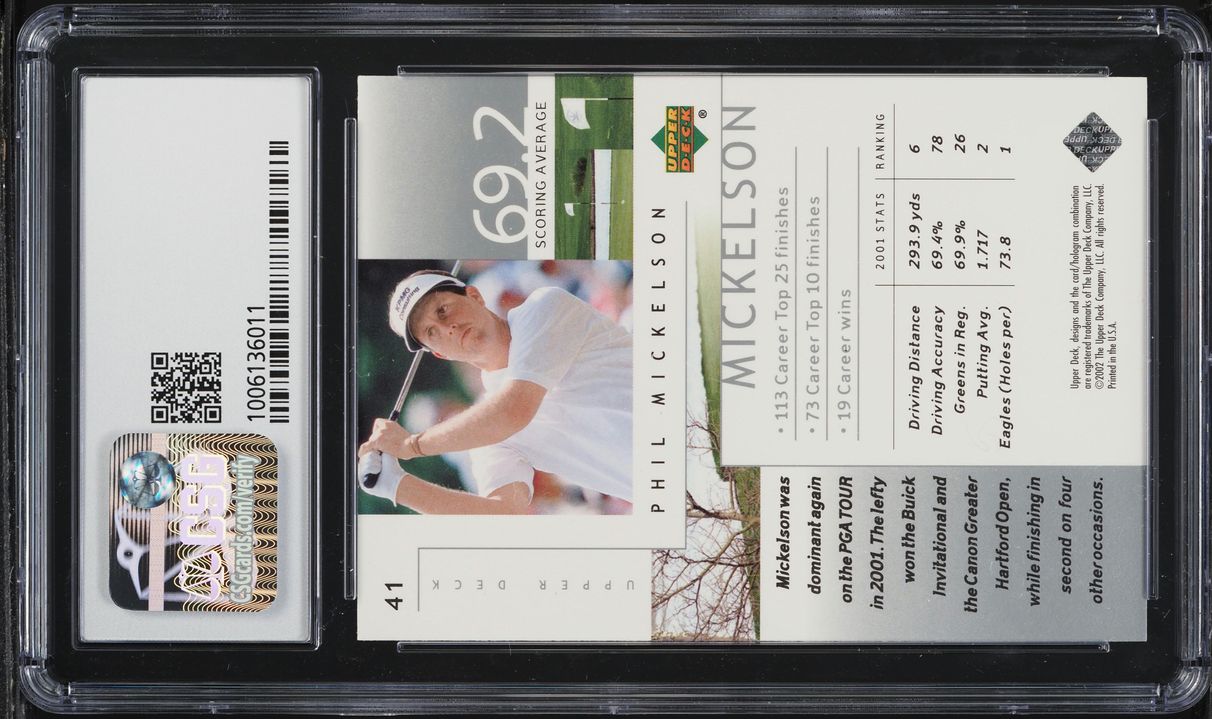 2002 Upper Deck Golf Silver Phil Mickelson ROOKIE #41 CSG 9 MINT