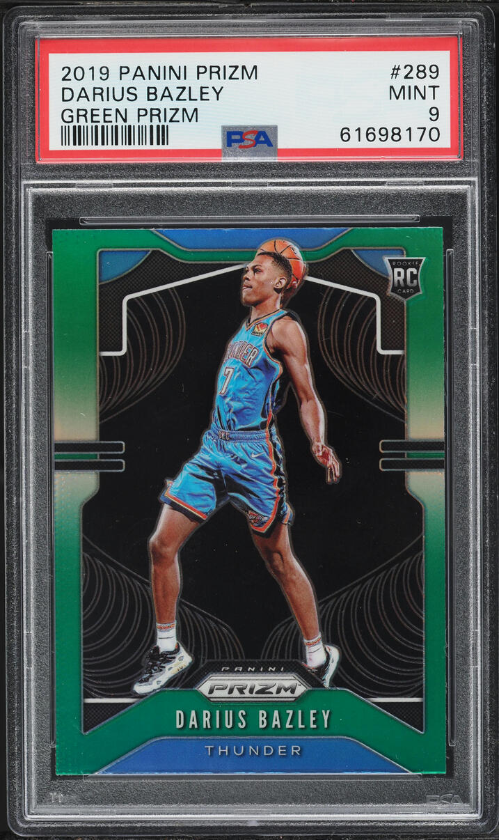 2019 Panini Prizm Green Darius Bazley ROOKIE #289 PSA 9 MINT