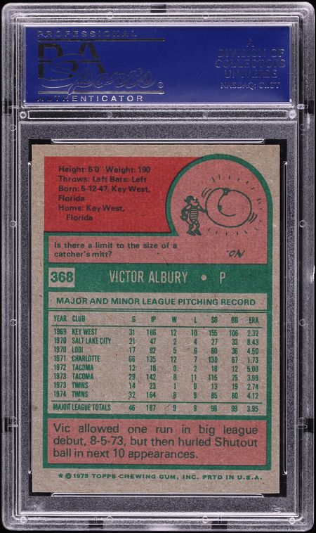 1975 Topps Vic Albury #368 PSA 8 NM-MT