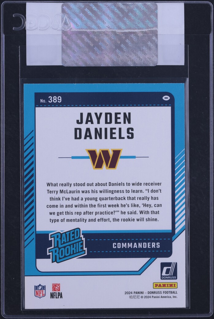 2024 Donruss Football Jayden Daniels ROOKIE #389 CGC AUTH
