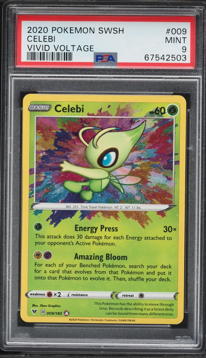 2020 Pokemon Sword & Shield Vivid Voltage Amazing Rare Celebi #9 PSA 9 MINT