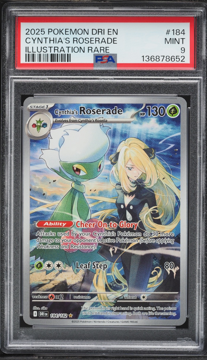 2025 Pokemon Scarlet & Violet Destined Rivals IR Cynthia's Roserade #184 PSA 9 MINT