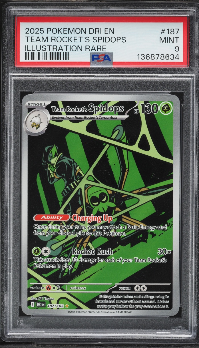 2025 Pokemon Scarlet & Violet Destined Rivals IR Team Rocket's Spidops #187 PSA 9 MINT
