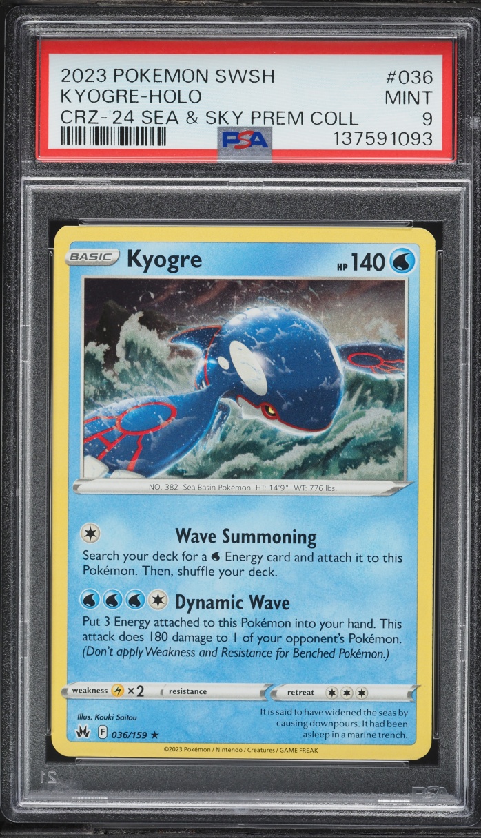 2023 Pokemon SWSH Crown Zenith Sea & Sky Premium Collection Holo Kyogre #36 PSA 9 MINT