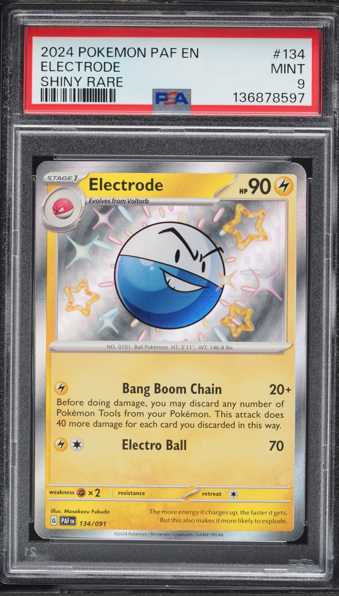 2024 Pokemon Scarlet & Violet Paldean Fates Shiny Electrode #134 PSA 9 MINT