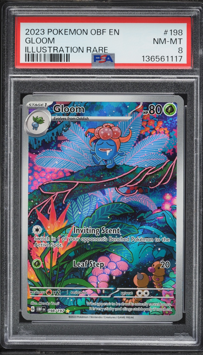 2023 Pokemon Scarlet & Violet Obsidian Flames IR Gloom #198 PSA 8 NM-MT