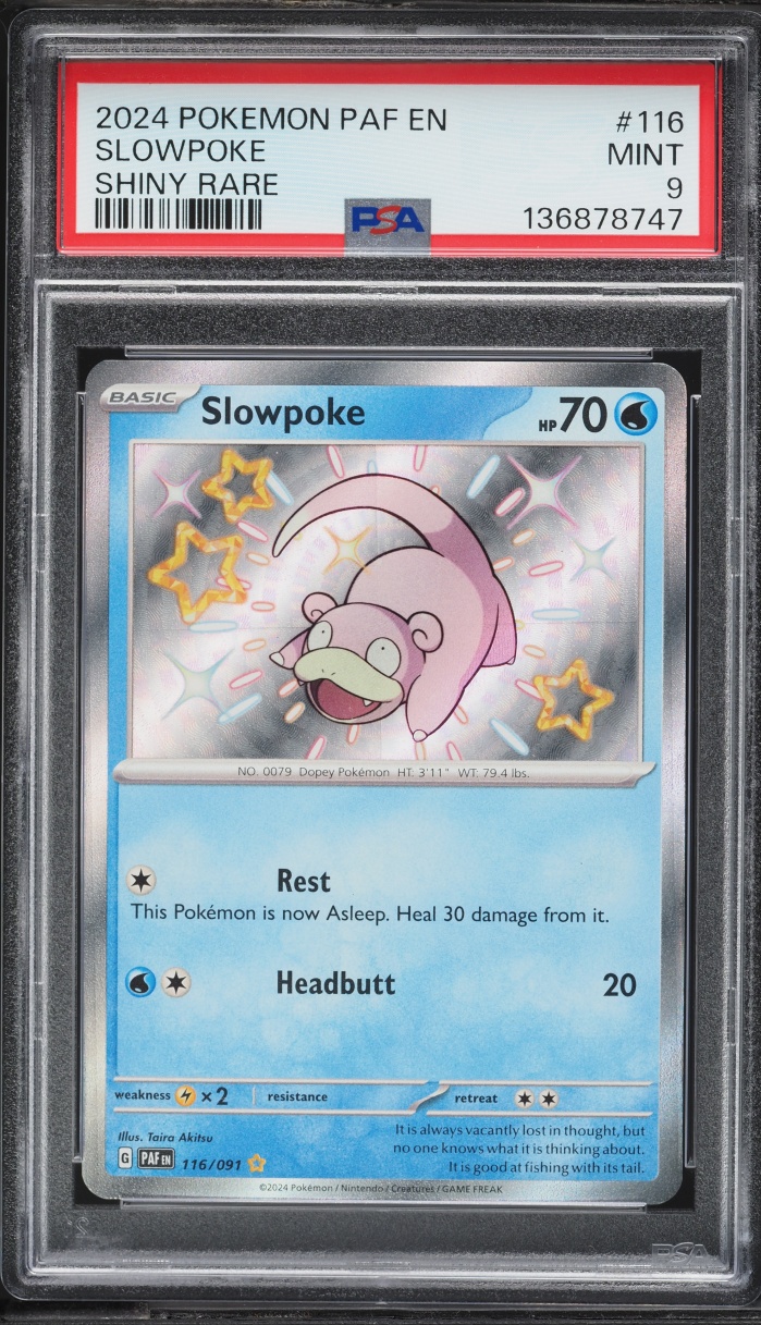 2024 Pokemon Scarlet & Violet Paldean Fates Shiny Slowpoke #116 PSA 9 MINT