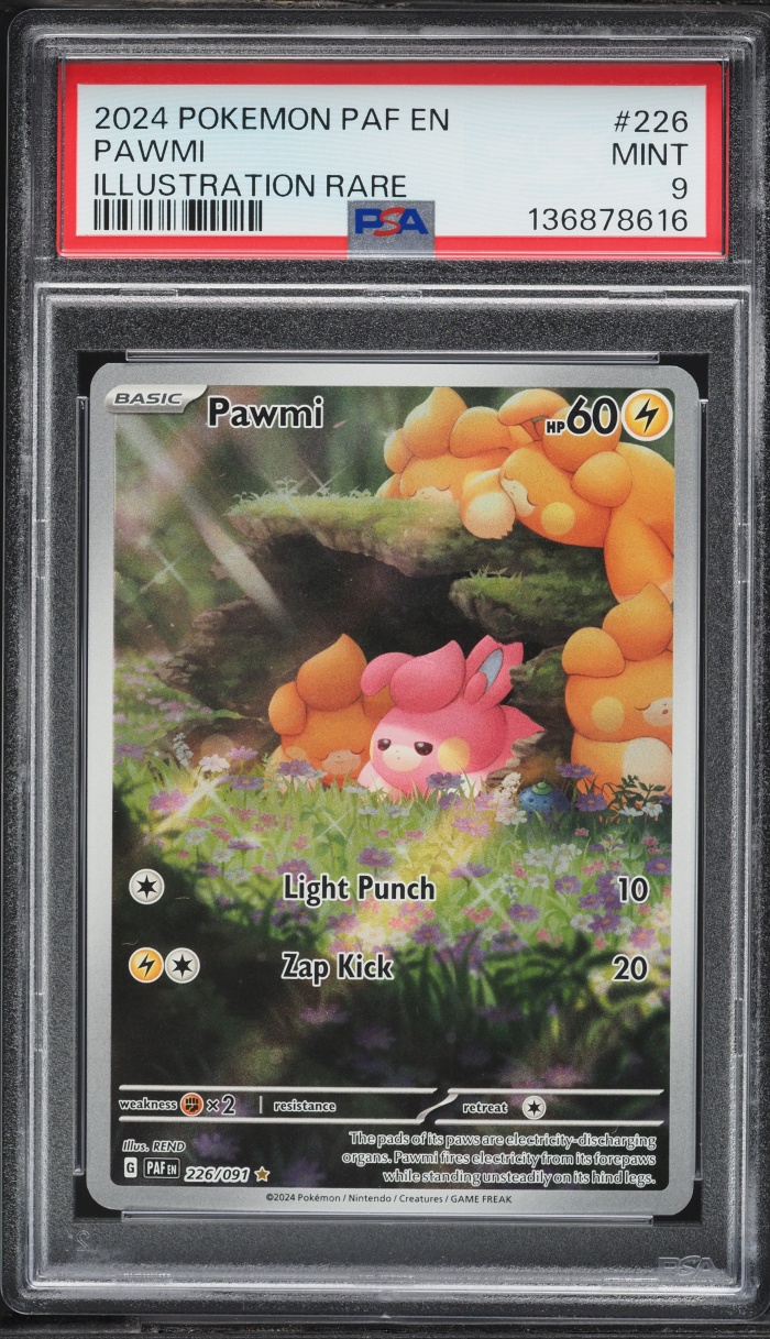 2024 Pokemon Scarlet & Violet Paldean Fates IR Pawmi #226 PSA 9 MINT