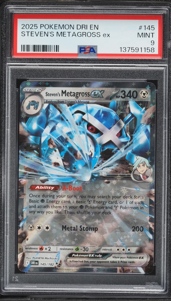 2025 Pokemon Scarlet & Violet Destined Rivals Holo Steven's Metagross Ex #145 PSA 9 MINT