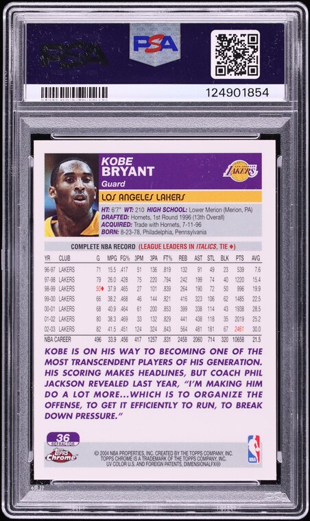 2003 Topps Chrome Refractor Kobe Bryant #36 PSA 10 GEM MINT