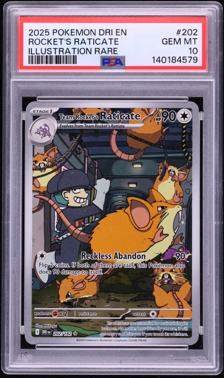 2025 Pokemon Scarlet & Violet Destined Rivals IR Team Rocket's Raticate #202 PSA 10 GEM MINT