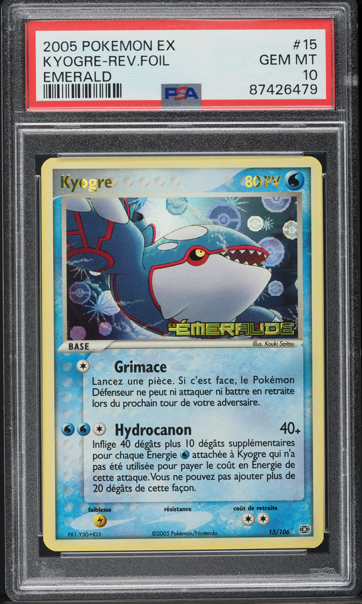 2005 Pokemon French EX Emerald Reverse Holo Kyogre #15 PSA 10 GEM MINT