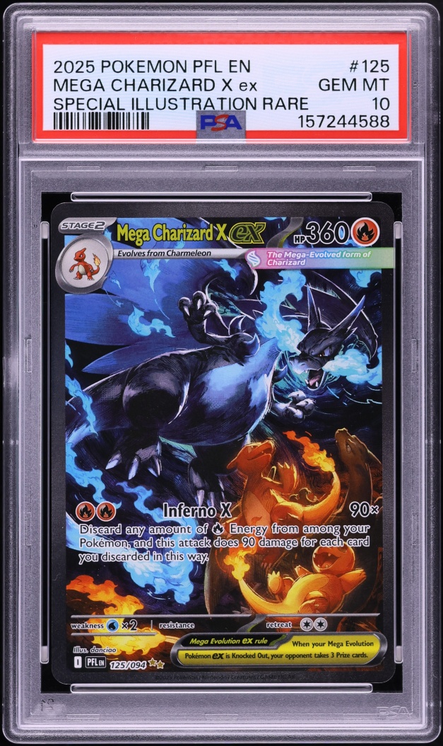 2025 Pokemon Mega Evolution Phantasmal Flames SIR Mega Charizard X ex #125 PSA 10 GEM MINT