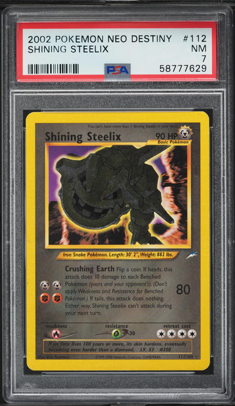 2002 Pokemon Neo Destiny Shining Steelix #112 PSA 7 NRMT on