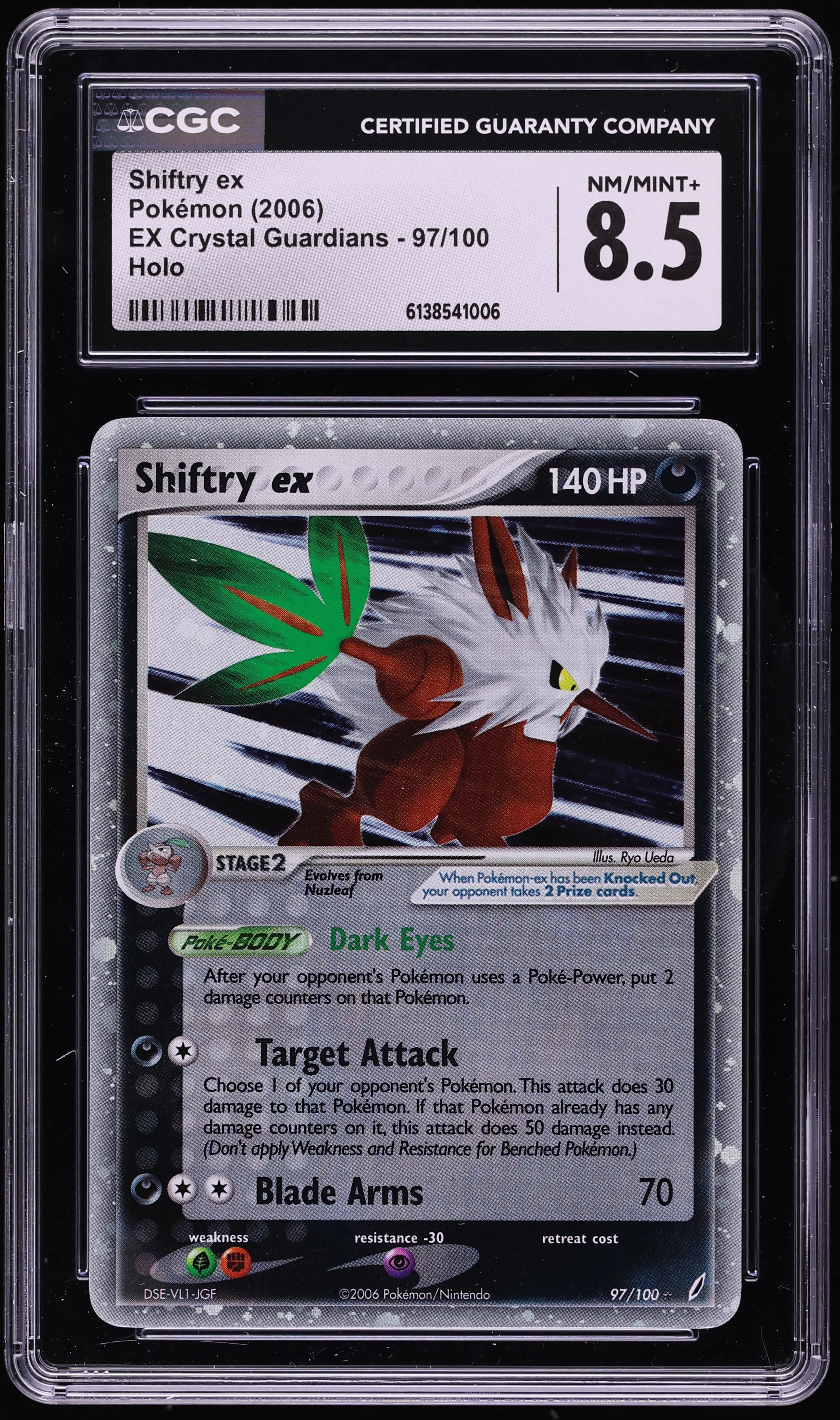 2006 Pokemon EX Crystal Guardians Holo Shiftry Ex #97 CGC 8.5 NM-MT+