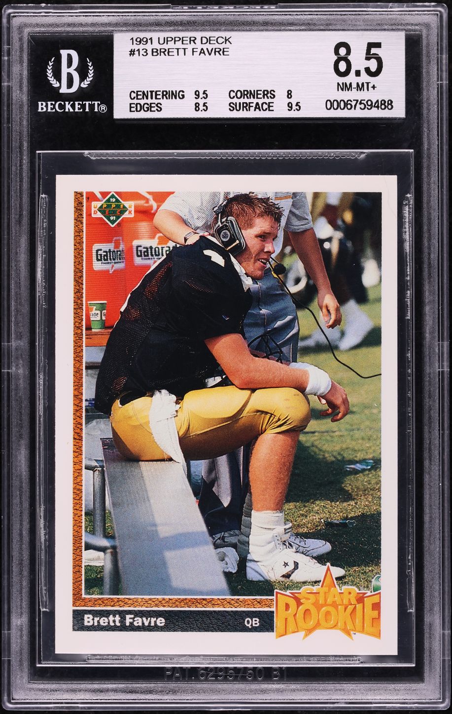 1991 Upper Deck Football Brett Favre ROOKIE#13 BGS8.5 NM-MT+