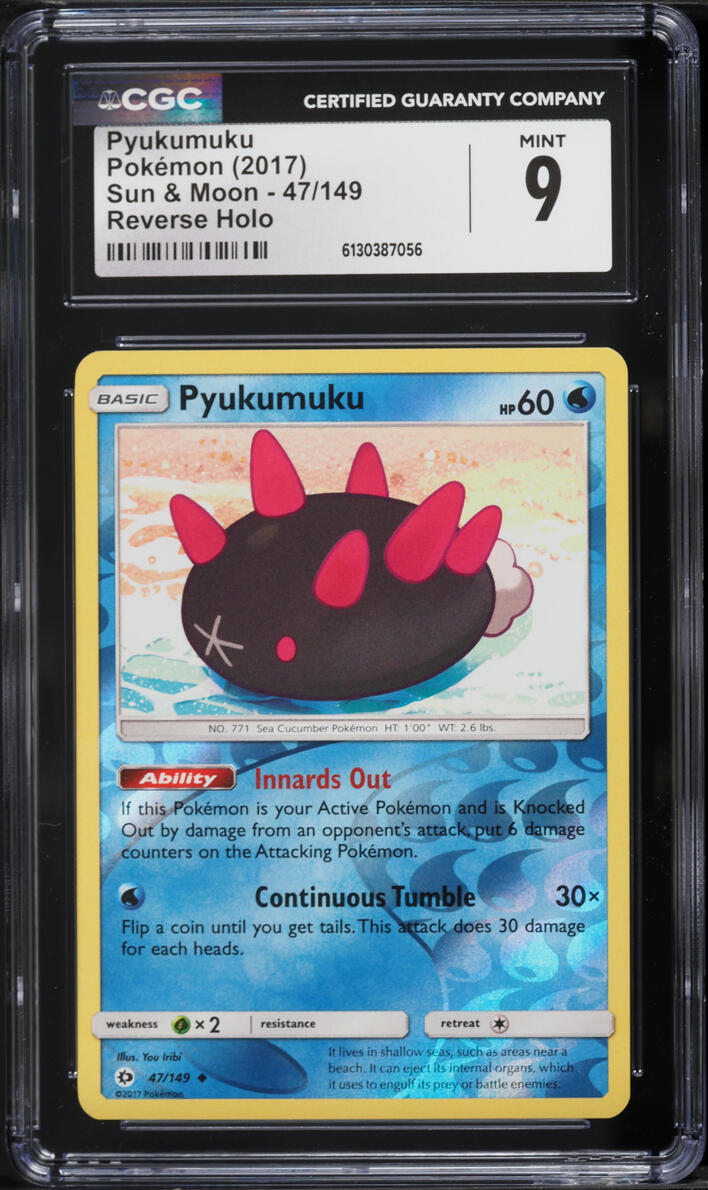 2017 Pokemon Sun & Moon Reverse Holo Pyukumuku #47 CGC 9 MINT