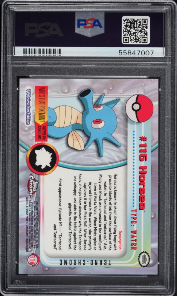 2000 Topps Chrome Pokemon Series 2 Tekno Horsea #116 PSA 10 GEM MINT