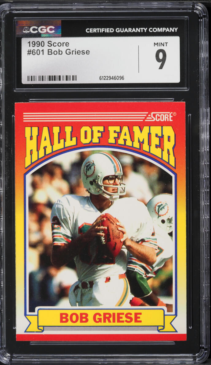 1990 Score Football Bob Griese #601 CGC 9 MINT