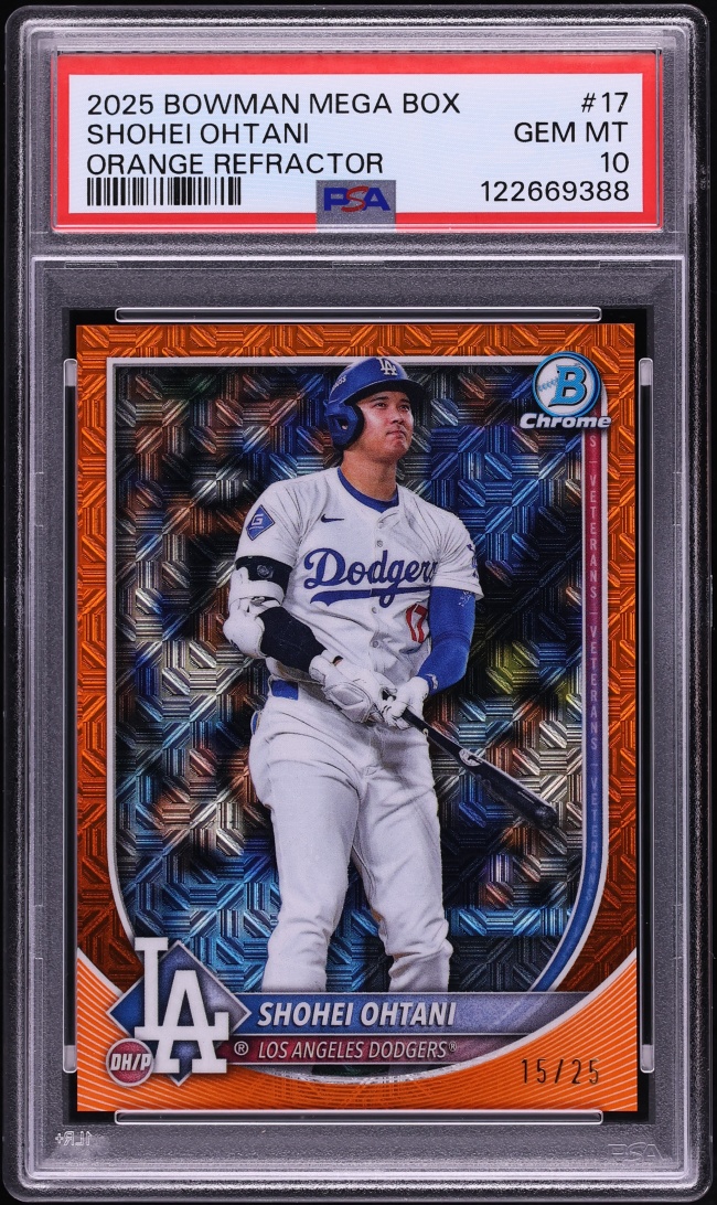 2025 Bowman Chrome Mega Box Orange Refractor Shohei Ohtani /25 #17 PSA 10 GEM MINT