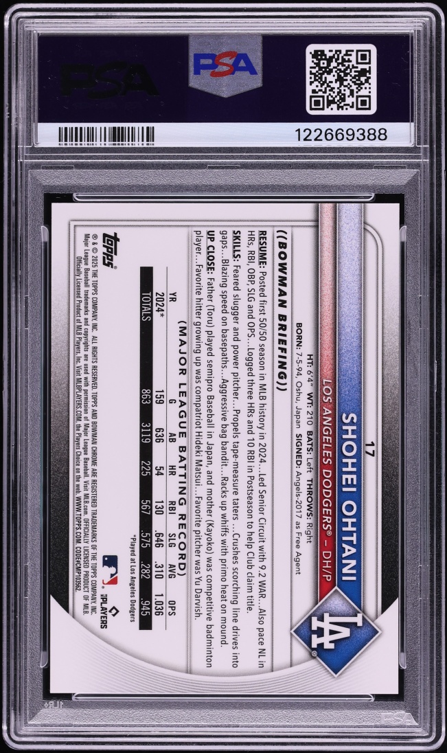 2025 Bowman Chrome Mega Box Orange Refractor Shohei Ohtani /25 #17 PSA 10 GEM MINT