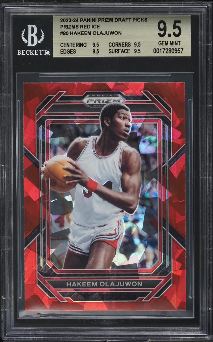 2023 Panini Prizm Draft Picks Red Ice Hakeem Olajuwon #80 BGS 9.5 GEM MINT