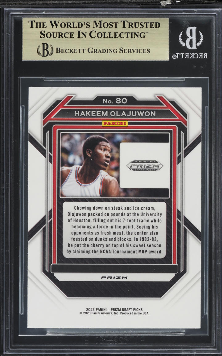 2023 Panini Prizm Draft Picks Red Ice Hakeem Olajuwon #80 BGS 9.5 GEM MINT