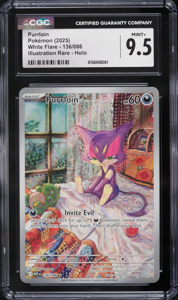 2025 Pokemon Scarlet & Violet White Flare IR Purrloin #136 CGC 9.5 MINT+