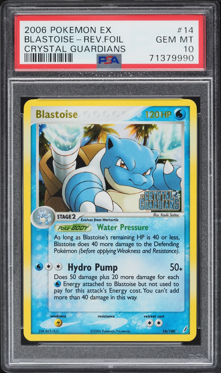 2006 Pokemon EX Crystal Guardians Reverse Holo Blastoise #14 PSA 10 GEM MINT
