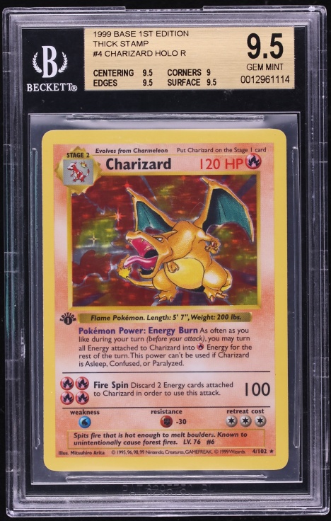 1999 Pokemon Base Set Shadowless 1st Edition Holo Charizard #4 BGS 9.5 GEM MINT
