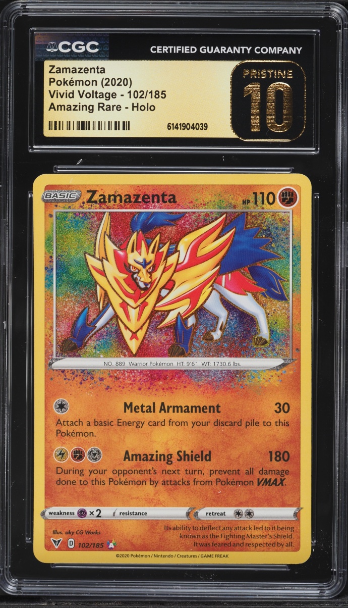 2020 Pokemon Sword & Shield Vivid Voltage Amazing Rare Zamazenta #102 CGC 10 PRISTINE
