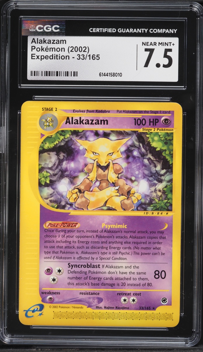2002 Pokemon Expedition Alakazam #33 CGC 7.5 NRMT+