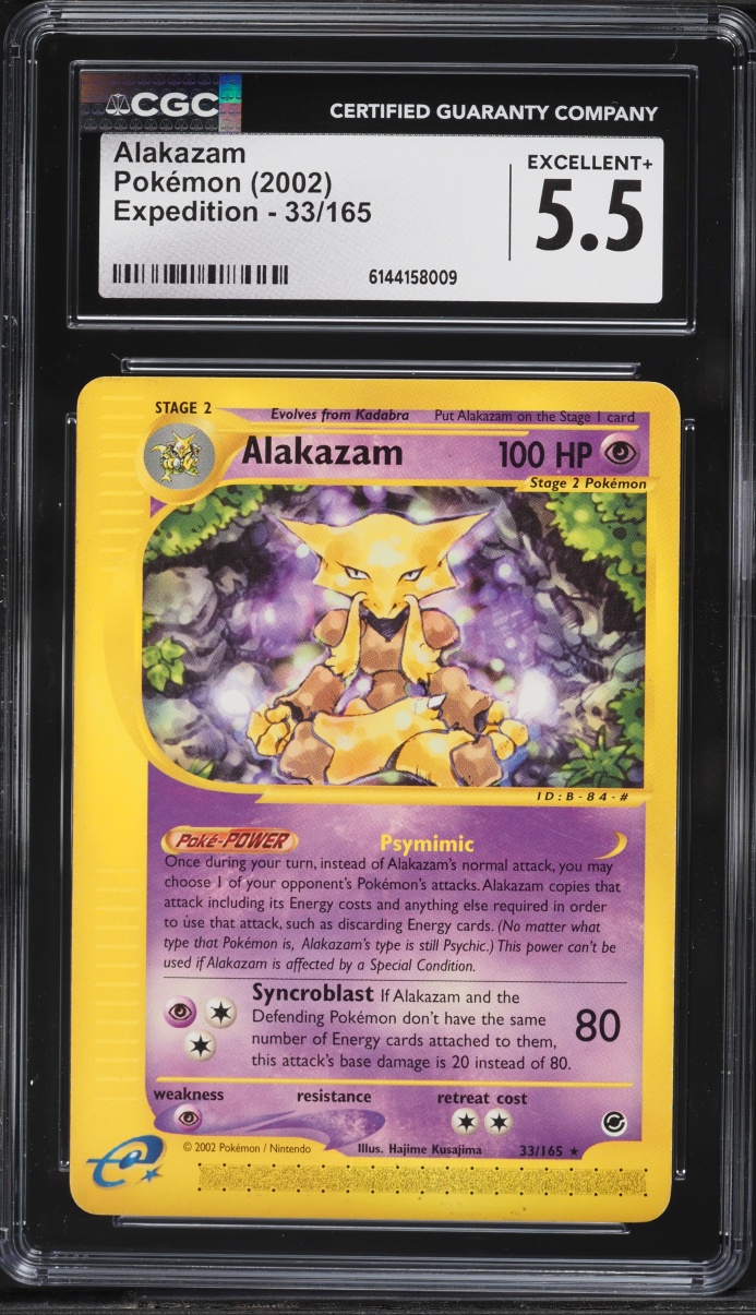2002 Pokemon Expedition Alakazam #33 CGC 5.5 EX+