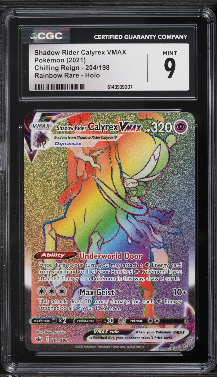 2021 Pokemon SWSH Chilling Reign Rainbow Rare Shadow Rider Calyrex VMAX #204 CGC 9 MINT
