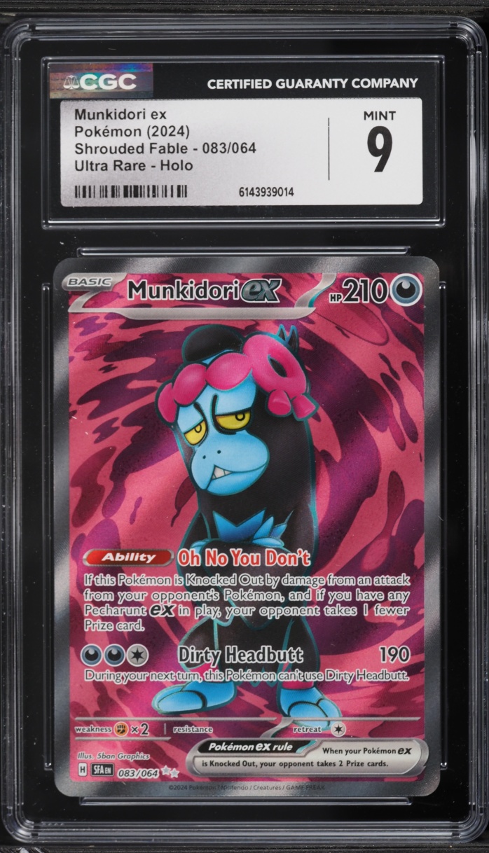 2024 Pokemon Scarlet & Violet Shrouded Fable Full Art Munkidori ex #83 CGC 9 MINT