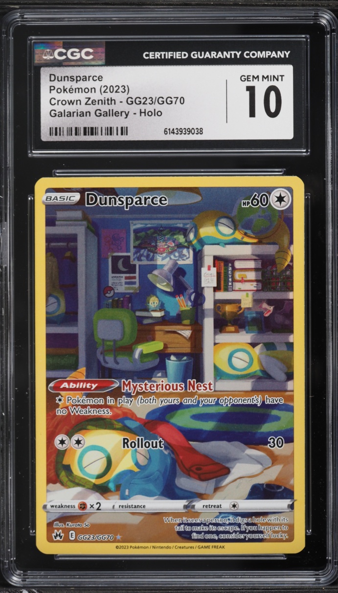 2023 Pokemon Sword & Shield Crown Zenith Alt Art Dunsparce #GG23 CGC 10 GEM MINT