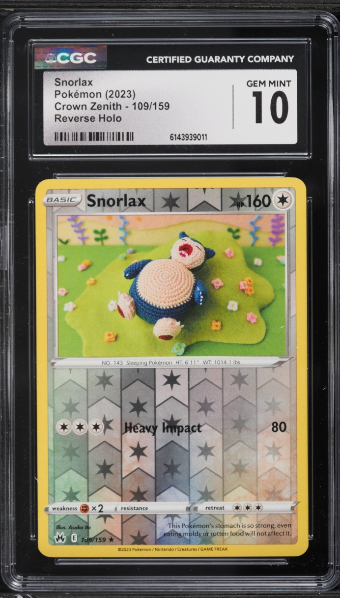 2023 Pokemon SWSH Crown Zenith Reverse Holo Snorlax #109 CGC 10 GEM MINT