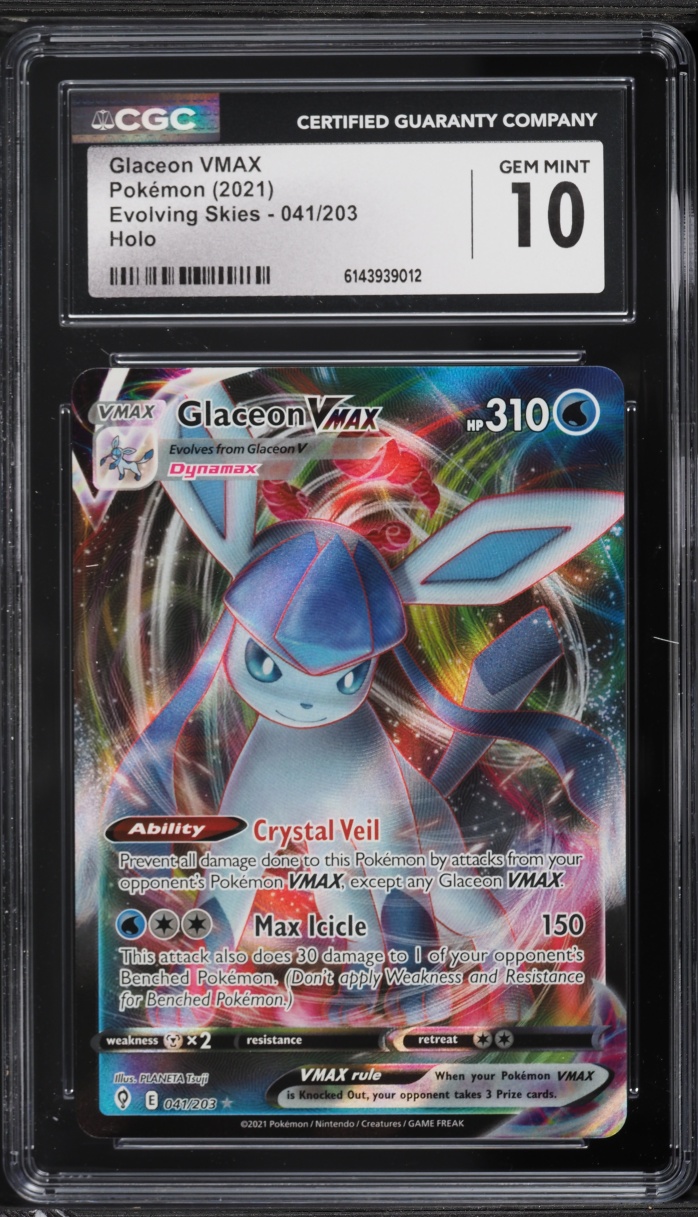 2021 Pokemon Sword & Shield Evolving Skies Full Art Glaceon VMAX #41 CGC 10 GEM MINT