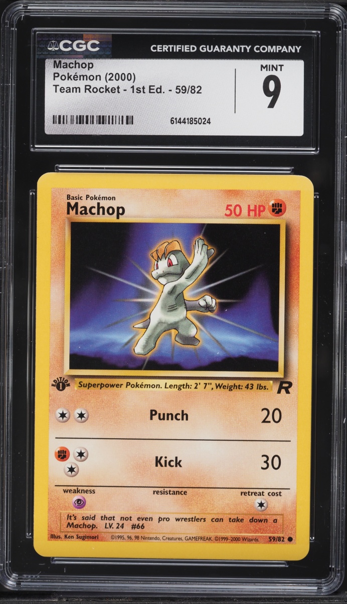 2000 Pokemon Team Rocket 1st Edition Machop #59 CGC 9 MINT