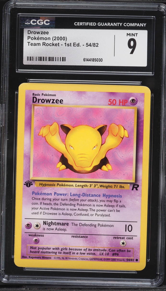 2000 Pokemon Team Rocket 1st Edition Drowzee #54 CGC 9 MINT