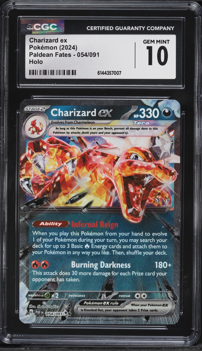 2024 Pokemon Scarlet & Violet Paldean Fates Holo Charizard EX #54 CGC 10 GEM MINT