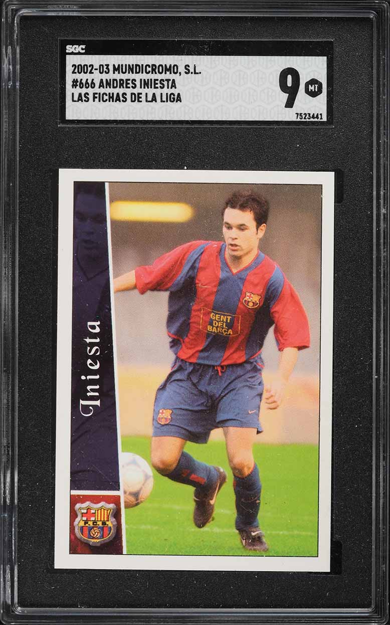 2002 Mundi Cromo Liga Andres Iniesta Lujan ROOKIE #666 SGC 9 MINT