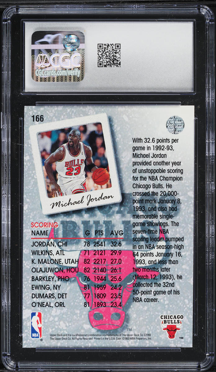 1993 Upper Deck Basketball Michael Jordan #166 CGC 8 NM-MT