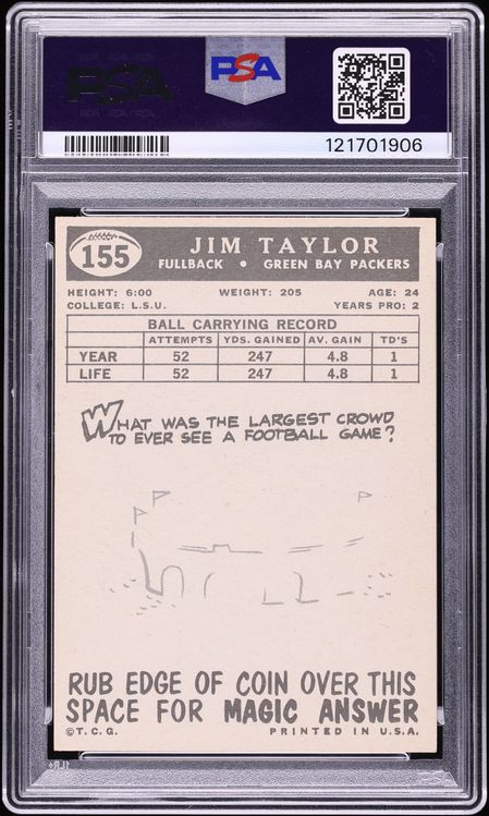 1959 Topps Football Jim Taylor ROOKIE #155 PSA 5 EX