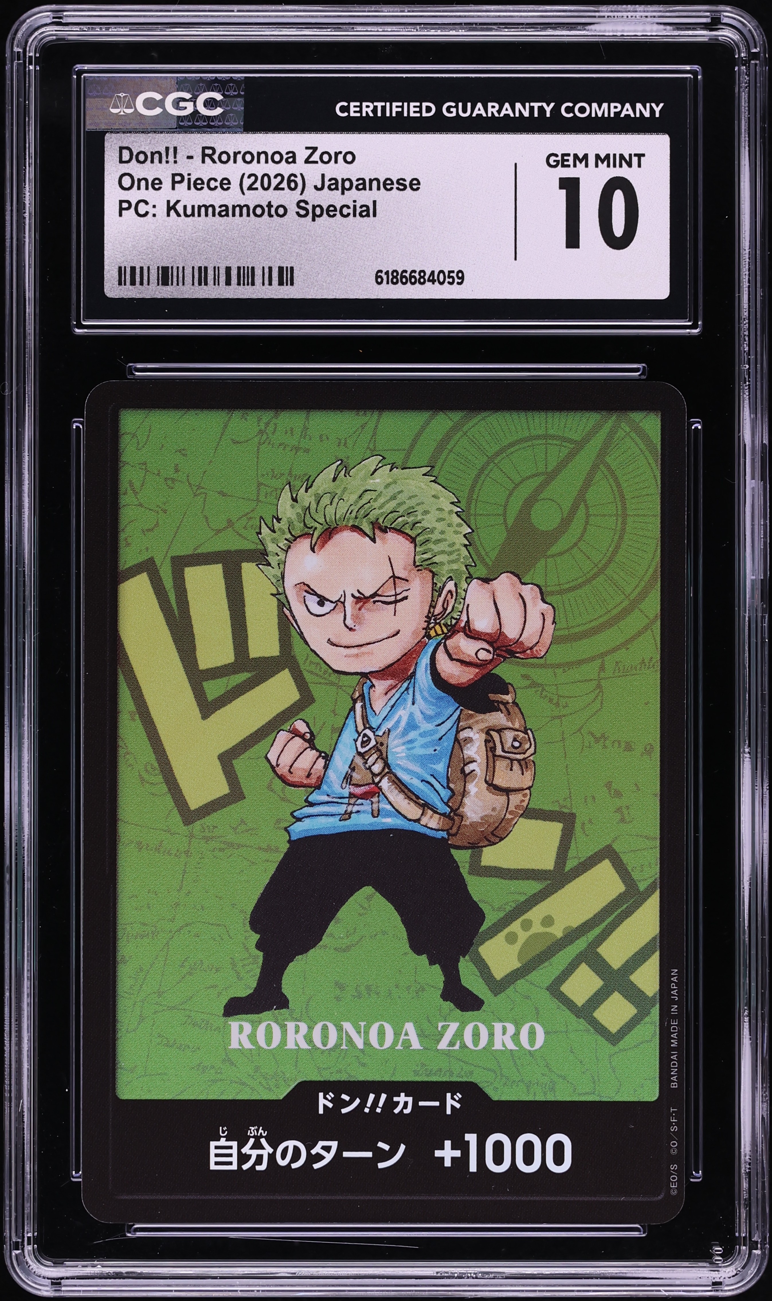 2026 One Piece Japanese Premium Collection Kumamoto Special Don!! Roronoa Zoro CGC 10 GEM MINT