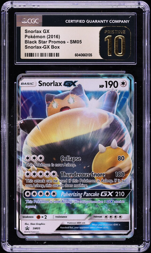 2016 Pokemon Sun & Moon Black Star Promo Snorlax GX #SM05 CGC 10 PRISTINE