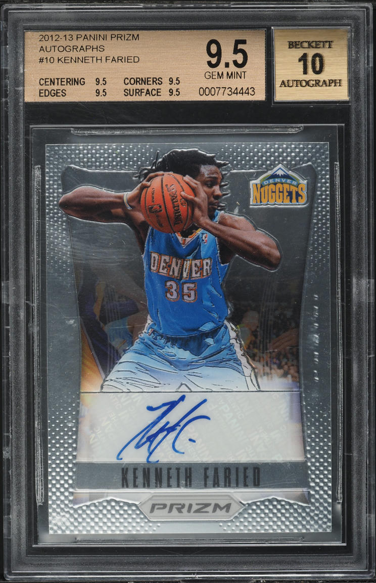 2012 Panini Prizm Kenneth Faried ROOKIE AUTO #10 BGS 9.5 GEM MINT