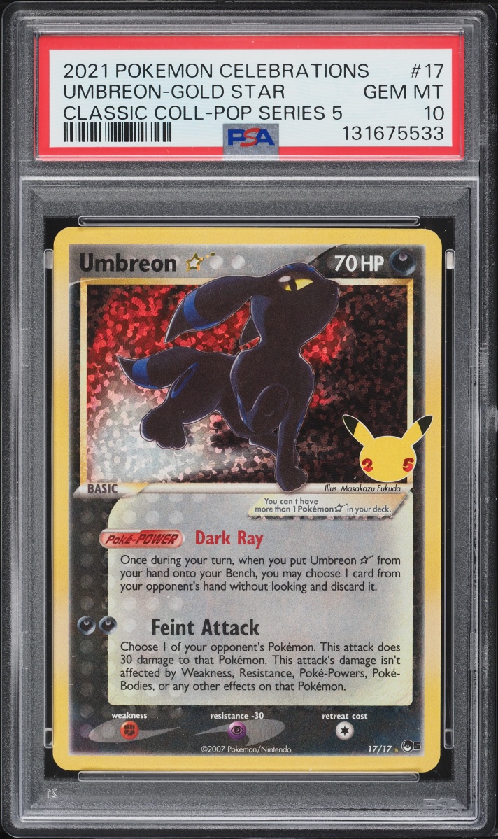 2021 Pokemon SWSH Celebrations POP Series 5 Holo Umbreon GOLD STAR #17 PSA 10 GEM MINT